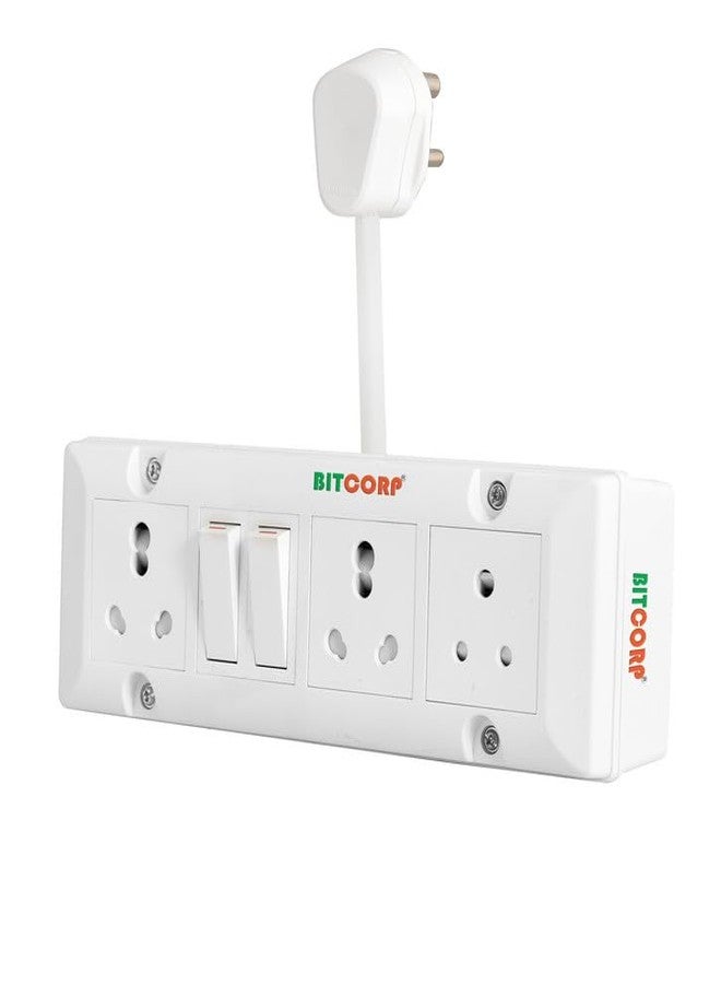 BITCORP Extension Board, 2 Switch Power Strip, 4000W 16A/6A Extension Cord with 3 Universal Socket, Surge Protection for Home Office - Image 1